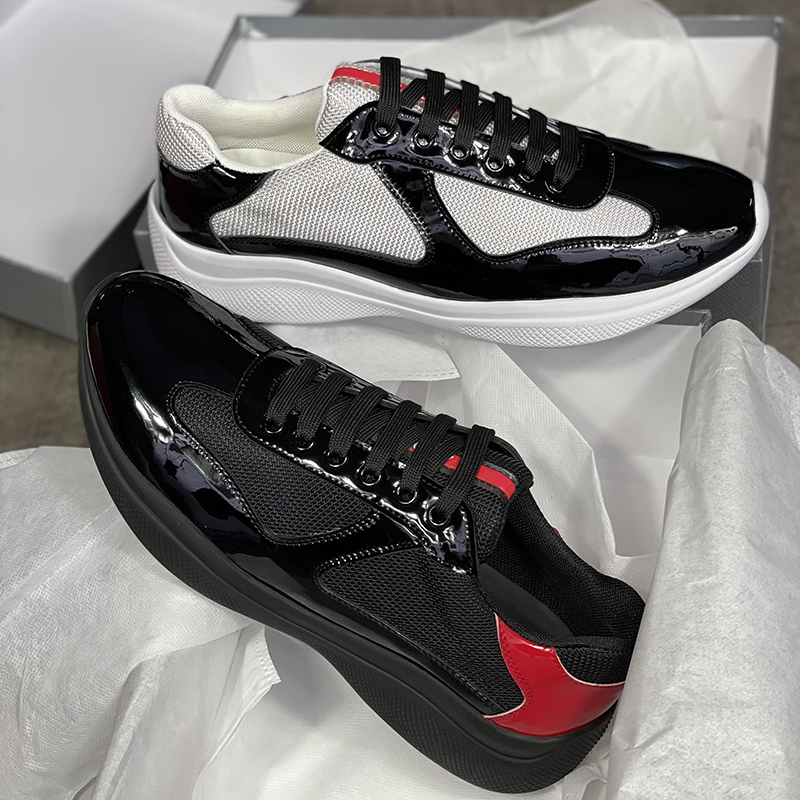 Men America Cup Designer Sneakers Patent Leather Flat Trainers Black Blue Mesh Lace-up Nylon Casual Shoes Outdoor Runner Shoes With Box NO53, Color 3
Men America Cup Designer Sneakers Patent Leather Flat Trainers Black Blue Mesh Lace-up Nylon Casual Shoes Outdoor Runner Shoes With Box NO53, Color 3