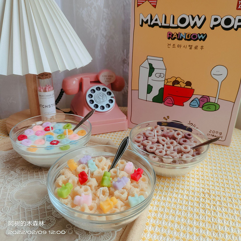 Cereal Bowl Candl Oatmeal Bowl Candles Personalized Flameless Candles Decorative for Dining Room28507806491149