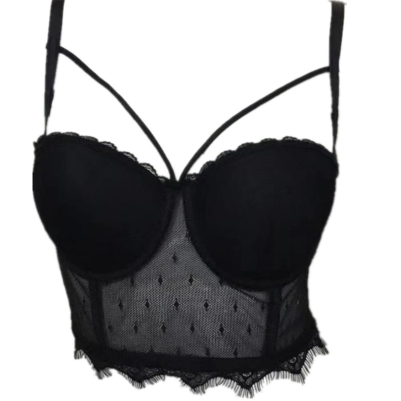 summer sexy Lace Perspective Women's Clothing Bustier Crop Tops Night Club festival bra top vest 220316