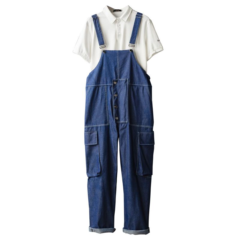 Men's Jeans Men Loose Pockets Cargo Denim Bib Overalls Casual Hip Hop Suspenders Jumpsuits Coveralls Working Clothing, Blue 
Men's Jeans Men Loose Pockets Cargo Denim Bib Overalls Casual Hip Hop Suspenders Jumpsuits Coveralls Working Clothing, Blue
