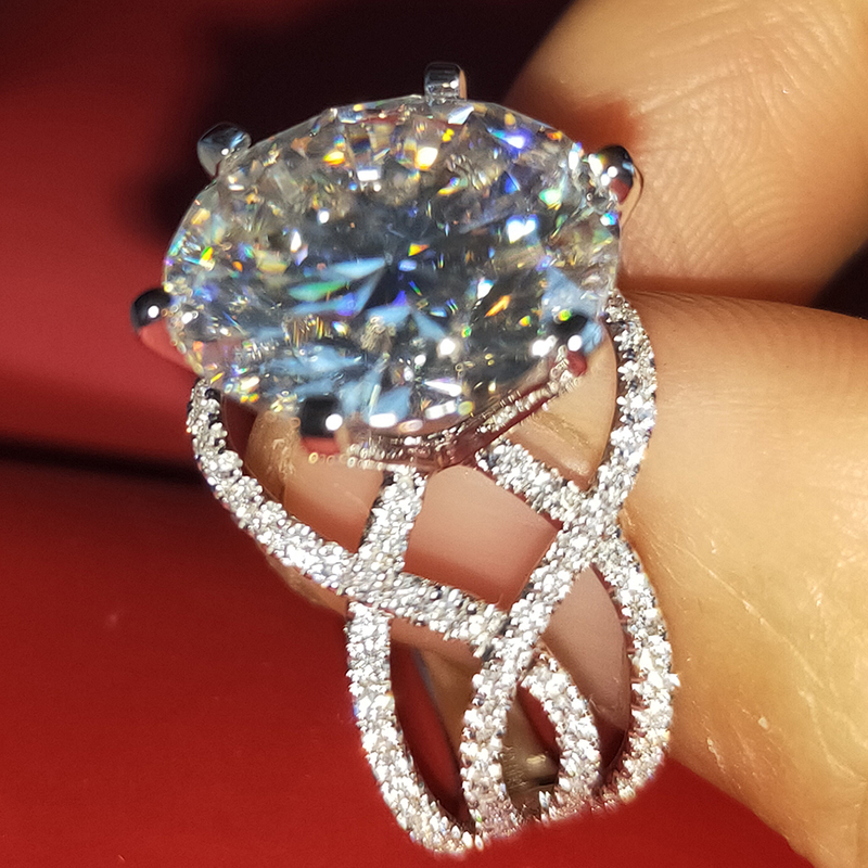 18K 750Au Gold Ring 10Carat DVVS Moissanites Diamond Ring Round Wedding Party Engagement Anniversary Ring Trendy