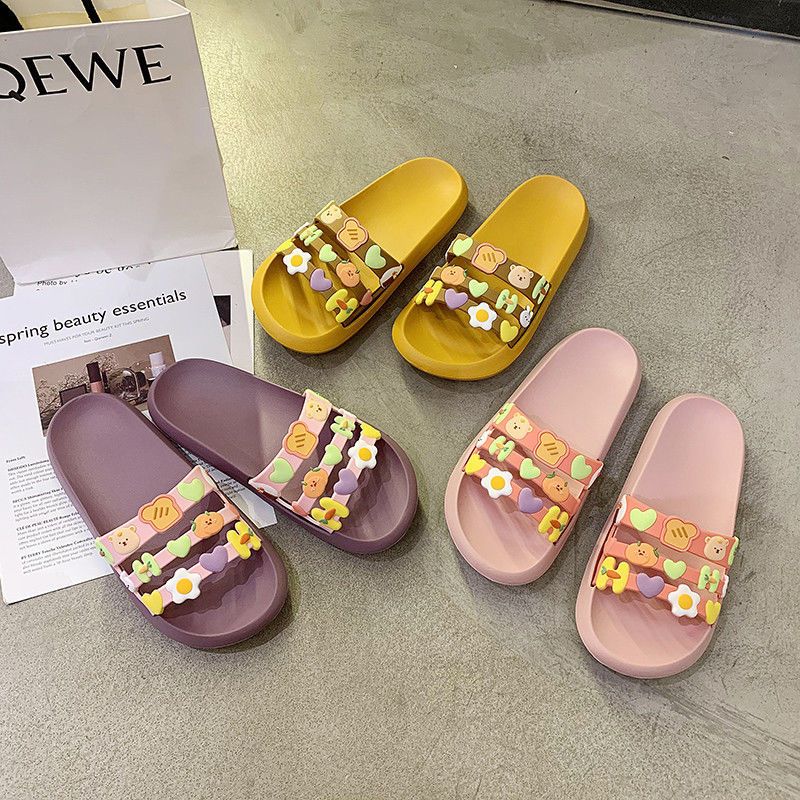 Sandals Summer Women's Fashion Cute Cartoon Home Thick Bottom Bath Comfortable Non-Slip Beautiful All-Match Beach Slippers