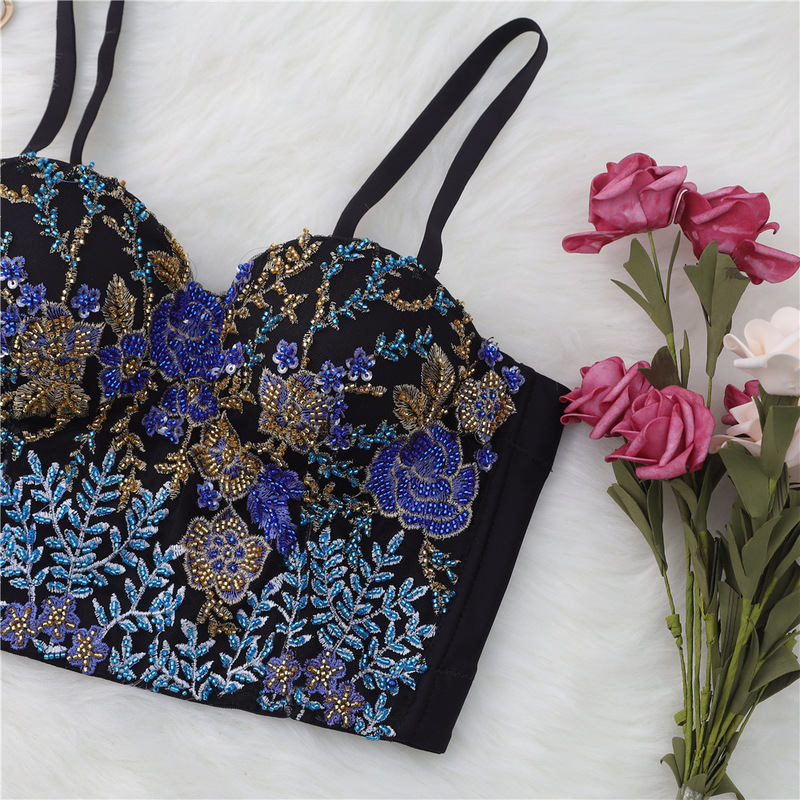 Outer Backless Sexy Camisole Female Tube Top Slim Stretch Beading Embroidered Underwear Bras Fashion Performance Clothing Y1145 220316