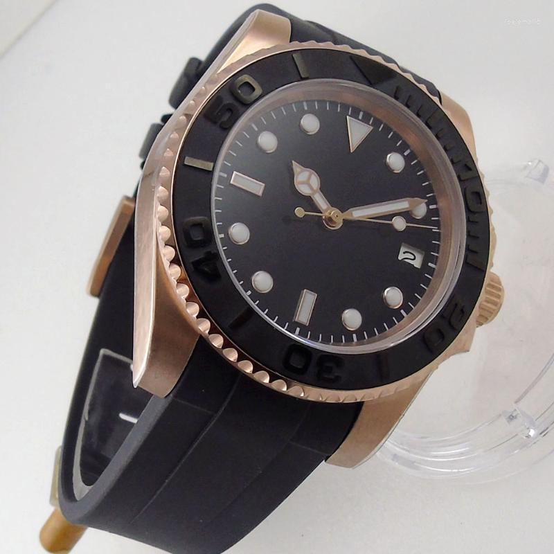 Wristwatches Dress 40MM Rose Gold Two Tone Plated 24 Jewels NH35 Mens Watch Black Dial Screw Crown Sapphire Automatic Insert Bezel RubberWri, Mingzhu 2813
Wristwatches Dress 40MM Rose Gold Two Tone Plated 24 Jewels NH35 Mens Watch Black Dial Screw Crown Sapphire Automatic Insert Bezel RubberWri, Mingzhu 2813