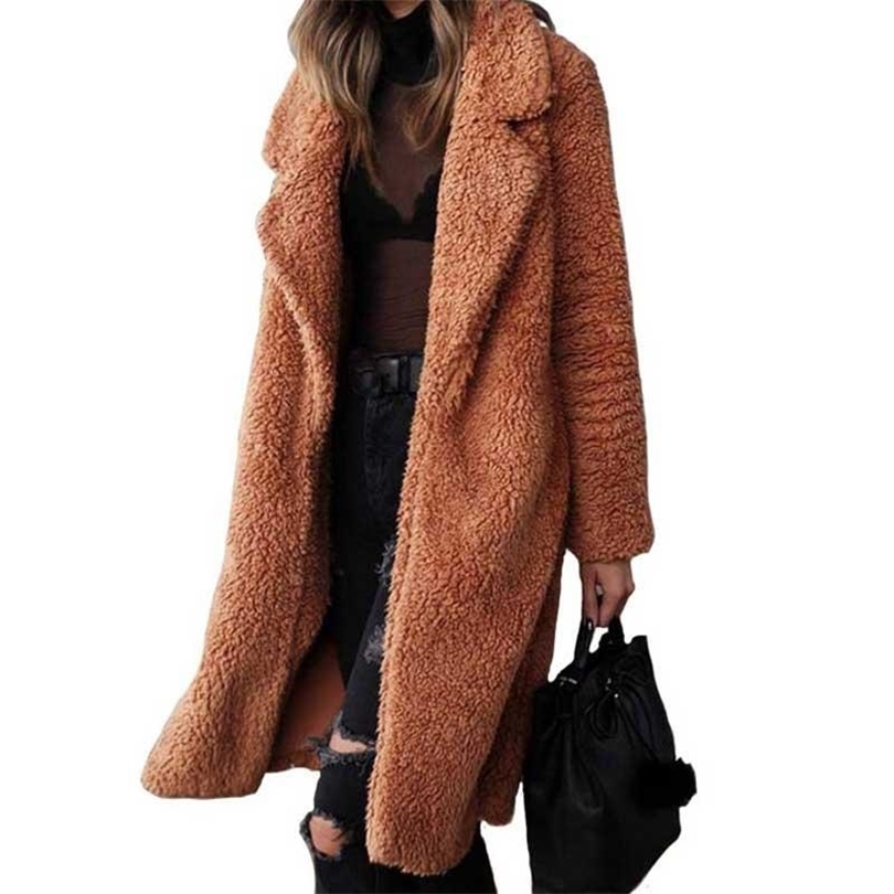 Autumn Long Teddy Coat Women Faux Fur Coat Female Plus Size Warm Women Winter Coats Fur Jacket Female Plush Overcoat Outwear
