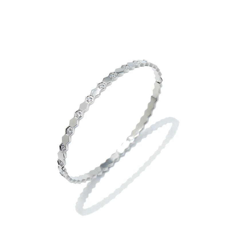 New Hexagonal Glossy Crystal women bracelet titanium steel bangles whole high quality not fade