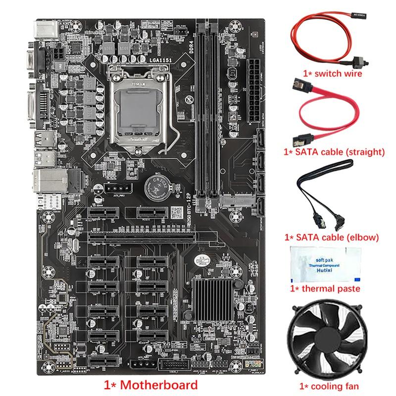 Motherboards B250B 12 PCIE BTC Mining Motherboard With Fan+Thermal Paste+Switch Cable+2 SATA Cables LGA1151 DDR4 SATA3.0 USB 3.0 VGA
Motherboards B250B 12 PCIE BTC Mining Motherboard With Fan+Thermal Paste+Switch Cable+2 SATA Cables LGA1151 DDR4 SATA3.0 USB 3.0 VGA