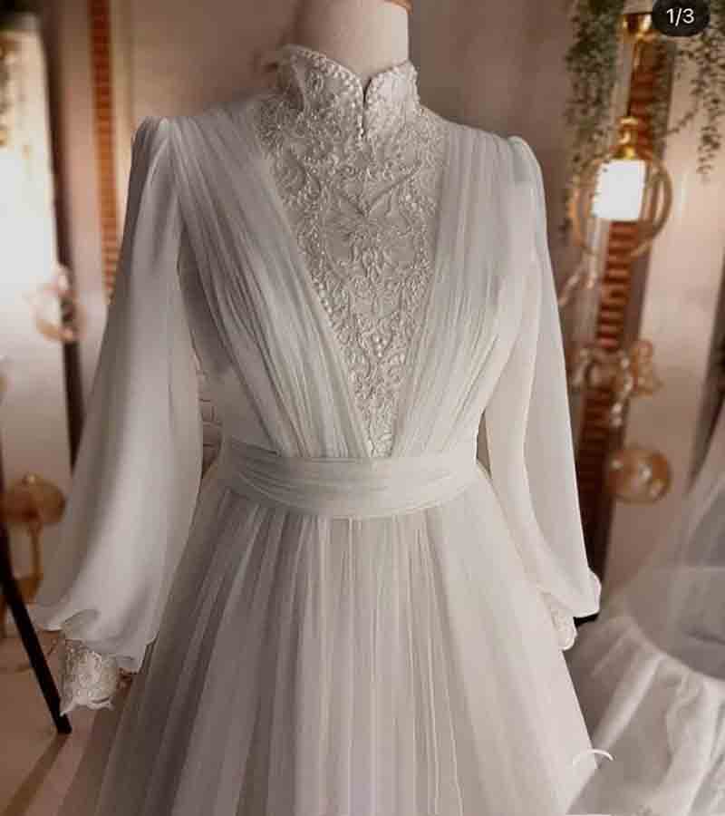 Fashion Muslim Wedding Dress Long Sleeve 2022 High Neck Lace A Line Country Boho Bridal Gowns Beaded Appliques Morrocan Bride Formal Party Wear Engage