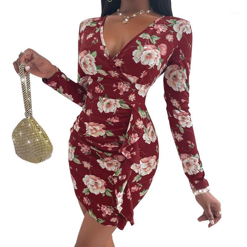 Casual Dresses Ladies Autumn Temperament Short Dress, Girls Floral Printing V-neck Lace Splicing Long Sleeve Slim Hip Skirt, Burgundy
Casual Dresses Ladies Autumn Temperament Short Dress, Girls Floral Printing V-neck Lace Splicing Long Sleeve Slim Hip Skirt, Burgundy