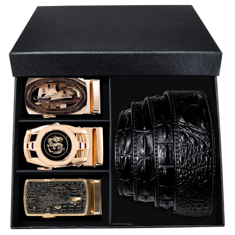 Belts Hi-Tie Genuine Leather Automatic Buckle For Men Gift Box Set Fashion Gold Crocodile Casual Design BeltBeltsBelts, Black
Belts Hi-Tie Genuine Leather Automatic Buckle For Men Gift Box Set Fashion Gold Crocodile Casual Design BeltBeltsBelts, Black