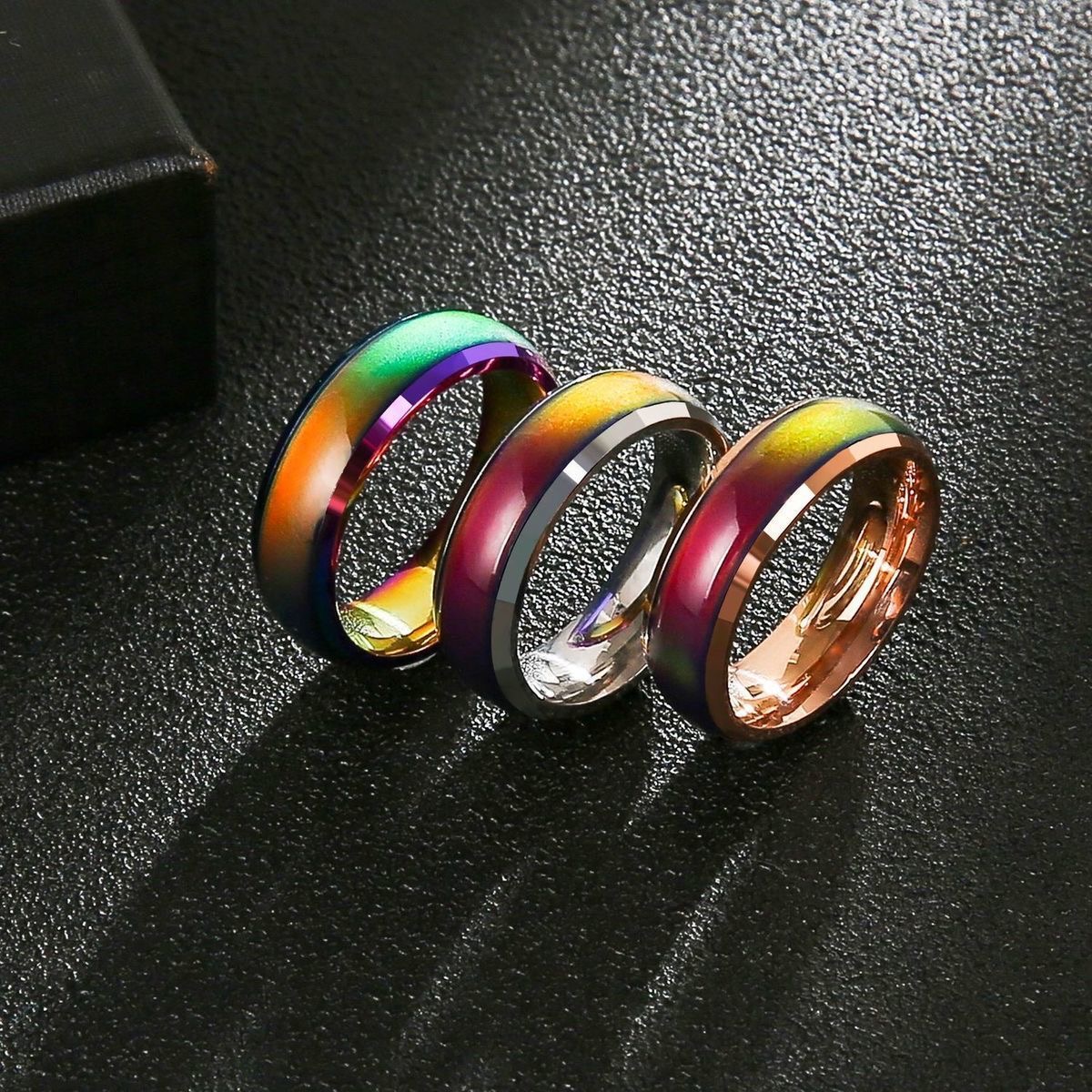 Color Changing Ring 6mm Stainless Steel Temperature Sensative Wedding Band Mood Rings Fashion Trend Classic