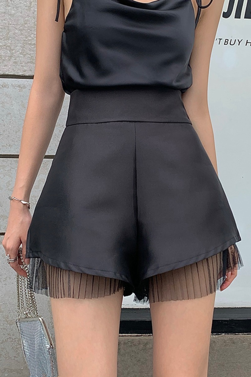 Elegant Black High Waisted Wide Leg Shorts for Women Summer Loose Baggy Thin Casual Short Pants Snack Shorts for Women 220419Z