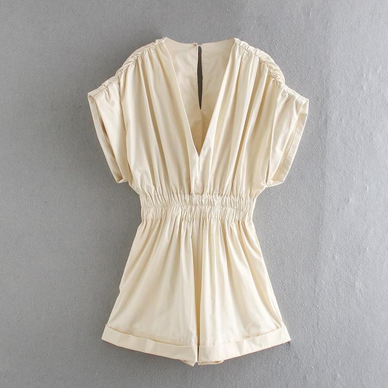 women solid polted Elastic waist palysuits fashion ladies Vneck loose casual jumpsuits chic female streetwear 210521, Beige
women solid polted Elastic waist palysuits fashion ladies Vneck loose casual jumpsuits chic female streetwear 210521, Beige