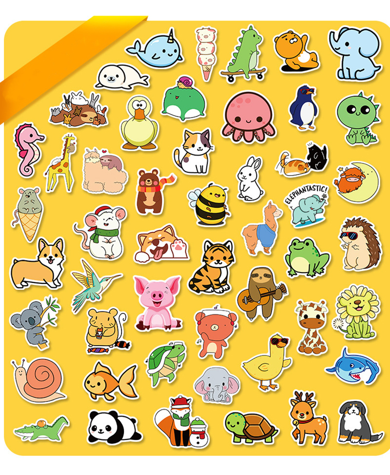 50 Piece Cute little animal graffiti Sticker Phone Laptop Skateboard Car Stickers Pack for Luggage Guitar Helmet Water cup Sticker