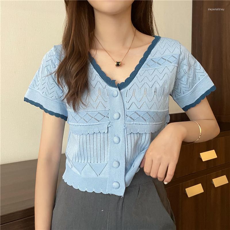Women's Knits & Tees Summer Crop Top Women Patched V-Neck Knitted Short Sleeve Sweater Shirts Lady Knitting Hollow Out Outwear Cardigan Depe, White
Women's Knits & Tees Summer Crop Top Women Patched V-Neck Knitted Short Sleeve Sweater Shirts Lady Knitting Hollow Out Outwear Cardigan Depe, White