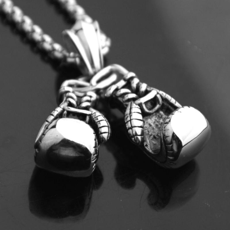 Pendant Necklaces 2pcs/set Mens Unisex Stainless Steel Silver Color/gold Black Boxing Gloves Necklace Sport Colar Jewelry Christmas Giftpend
