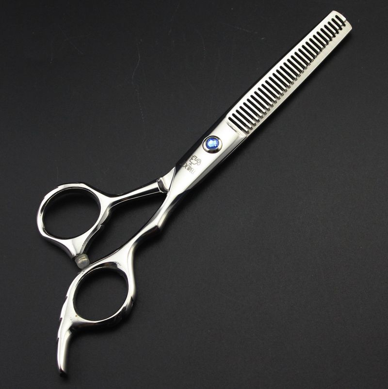 6.0 inch hair thinning scissors stainless steel 6CR Two-sides teeth professional barber tool free shipping