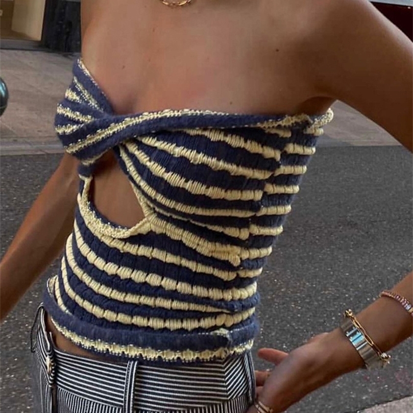 Zenaide Knitted Striped Twist Sleeveless Crop Top Summer Cut Out Women Sexy Club Tank Tops Strapless Backless Y2K Vintage 220407, 04 green
Zenaide Knitted Striped Twist Sleeveless Crop Top Summer Cut Out Women Sexy Club Tank Tops Strapless Backless Y2K Vintage 220407, 04 green