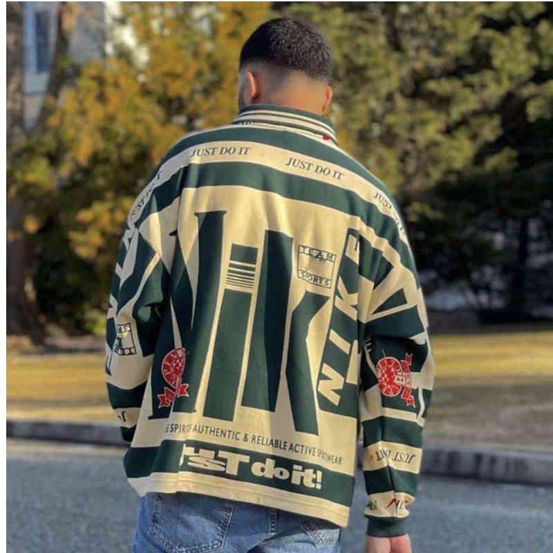 Top Quality hoodie co branded air high cpfms street letter printed half button polo shirt men's and women's long sleeve Pullover loose T-shirt fashion, Beige green stripe
Top Quality hoodie co branded air high cpfms street letter printed half button polo shirt men's and women's long sleeve Pullover loose T-shirt fashion, Beige green stripe