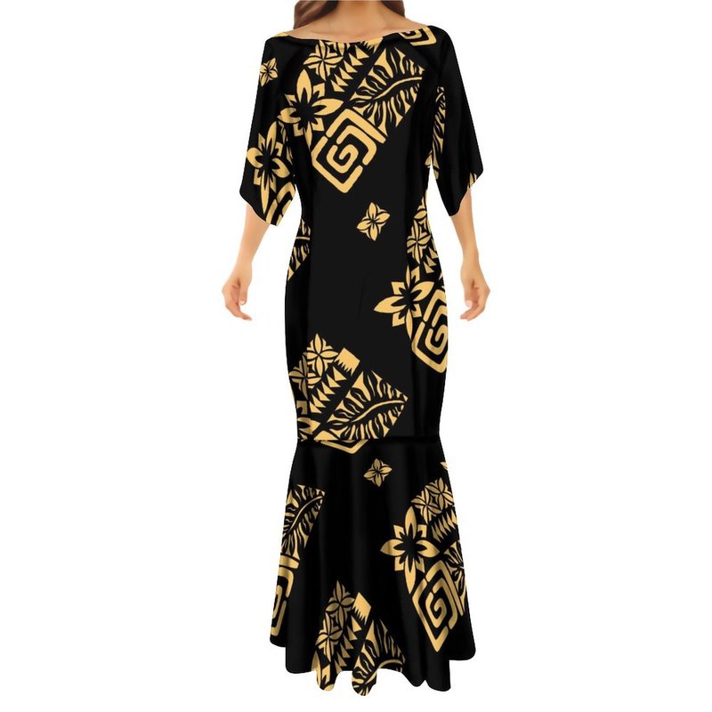 Women's Mermaid Dress Couples Dress Evening Prom Party Clothing Polynesian Tribal Custom Half Sleeve Personality Women's Dress 220706