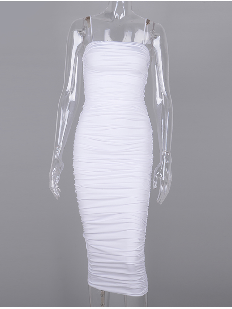 Asia 2 Layers White Summer Dress Women Elegant Straps Ruched Maxi Dress Pink Long Dress Sexy Dresses Party Night Robe 220511