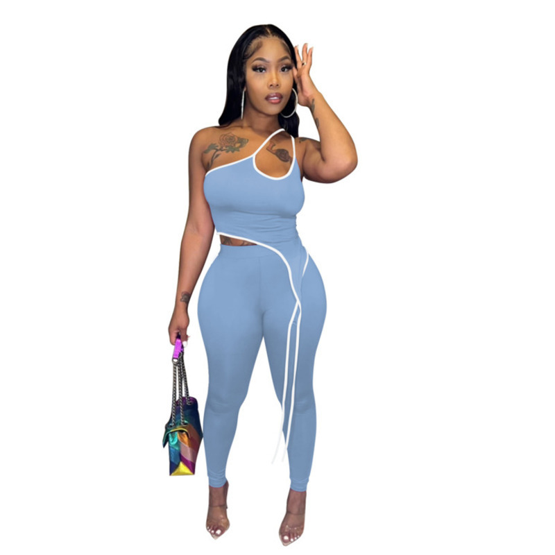 2023 Designer Womens Summer Tracksuits Sleeveless Line Fashion Slim New Two Piece Pants Set Joggings Suit 5 Colours