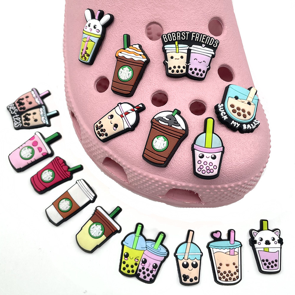 pvc drink milk tea charms soft rubber shoe decoration buckle clog charm bracelet wristband decoration part, Mixed colors
pvc drink milk tea charms soft rubber shoe decoration buckle clog charm bracelet wristband decoration part, Mixed colors