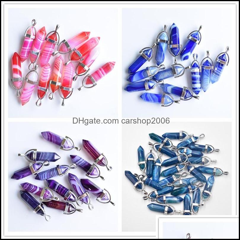Charms Jewelry Findings Components Purple Stripe Onyx Pillar Shape Point Chakra Pendants For Making Drop Delivery 2021 V5C1H
Charms Jewelry Findings Components Purple Stripe Onyx Pillar Shape Point Chakra Pendants For Making Drop Delivery 2021 V5C1H