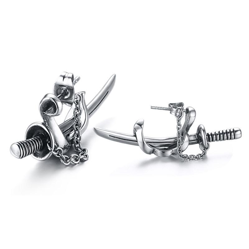 Stud 1Pair Vintage Punk Style Titanium Steel Katana Samurai Knife Earrings Biker Cool Personality Earring Men Retro Jewelry
Stud 1Pair Vintage Punk Style Titanium Steel Katana Samurai Knife Earrings Biker Cool Personality Earring Men Retro Jewelry