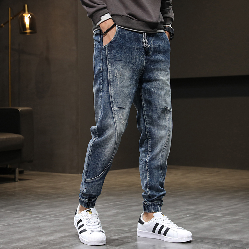 Jeans Men Relaxed Tapered Baggy Harem Pants Streetwear Drawstring Elastic Waist Casual Joggers Pants Blue Men's Jeans Trousers CX220401
Jeans Men Relaxed Tapered Baggy Harem Pants Streetwear Drawstring Elastic Waist Casual Joggers Pants Blue Men's Jeans Trousers CX220401