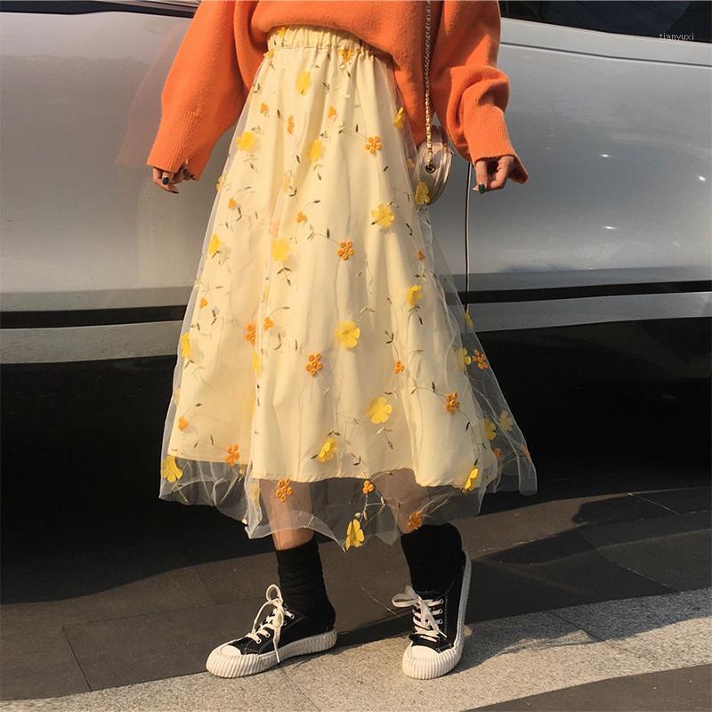 Spring Autumn Harajuku Women Lolita Kawaii High Waist Female Elegant Midi Skirt Embroidered Mesh Skirts
Spring Autumn Harajuku Women Lolita Kawaii High Waist Female Elegant Midi Skirt Embroidered Mesh Skirts