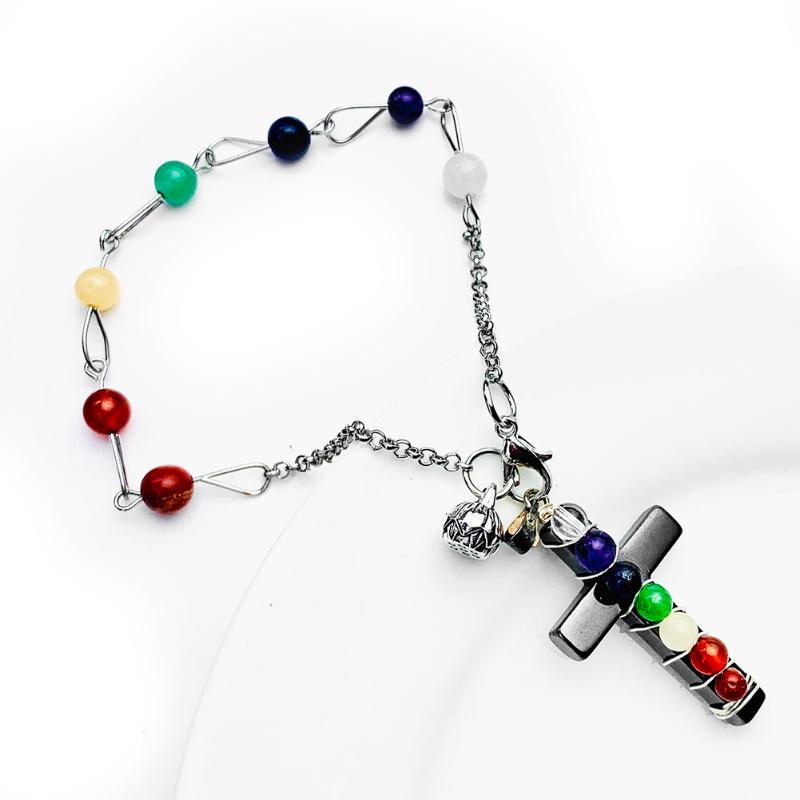 Link, Chain Orgone Natural Gemstone Bead Bracelet Iron Cross 7 Chakra Pendant Crystal Quartz Pendulum Yoga Meditation Anklet Woman Jewelry
Link, Chain Orgone Natural Gemstone Bead Bracelet Iron Cross 7 Chakra Pendant Crystal Quartz Pendulum Yoga Meditation Anklet Woman Jewelry