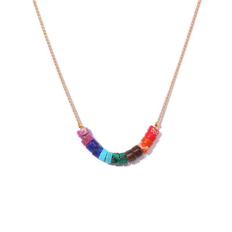 Natural stone necklace Amazonium Tiger Eye Stone Amethyst Senecioserpe Spacer Golden Chain Chakra Necklaces For Women jewelry