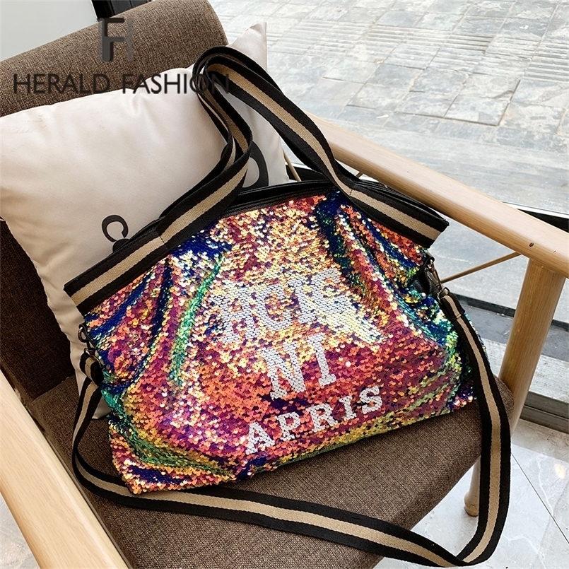 Herlad Fashion Large Women's Handbag Quality Leather Shiny Sequined Female Shoulder Bag Casual Letter Print Ladies' Tote Bag Sac 220525, Pink
Herlad Fashion Large Women's Handbag Quality Leather Shiny Sequined Female Shoulder Bag Casual Letter Print Ladies' Tote Bag Sac 220525, Pink