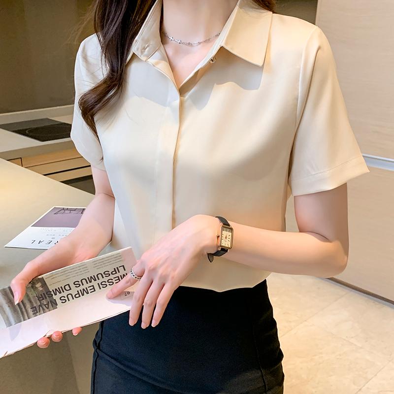 Women' Blouses & Shirts High Quality Acetate SATIN 2022 Summer Short Sleeve For Women White Color V-Neck Office Ladies Tops Casual BlousesW, Blue
Women' Blouses & Shirts High Quality Acetate SATIN 2022 Summer Short Sleeve For Women White Color V-Neck Office Ladies Tops Casual BlousesW, Blue