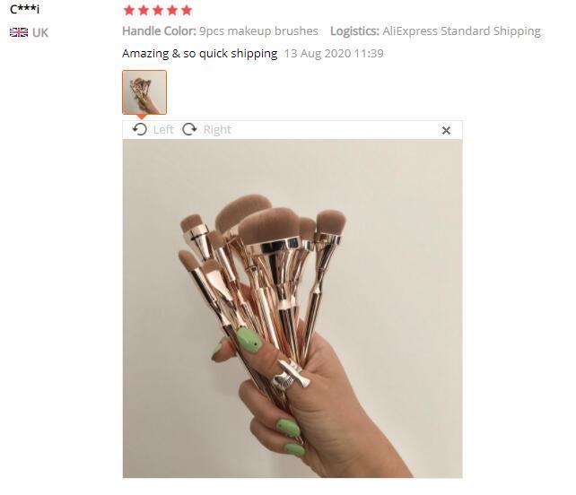 9Pcs makeup brushes set Gold handle for Foundation Powder make up brushes pincel maquiagem kabuki brush beauty tools 220623