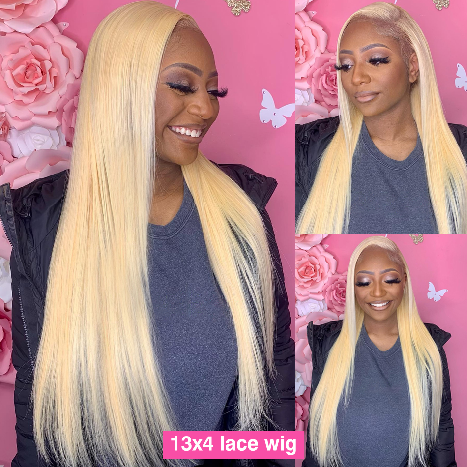28 30 Inch 13x4 Straight 613 Blonde Human Hair Wigs Bone Straight Synthetic Lace Frontal Wig For Black/White Women