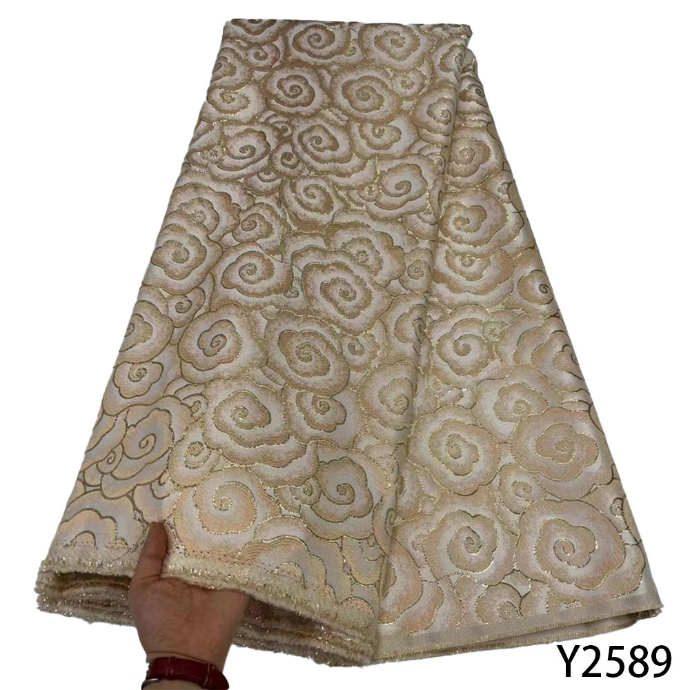 

2022 Latest African Brocade Jacquard Fabric Woman Organza Lace Material Floral Mesh Cloth Nigerian Tulle French Net Tissu Y2589