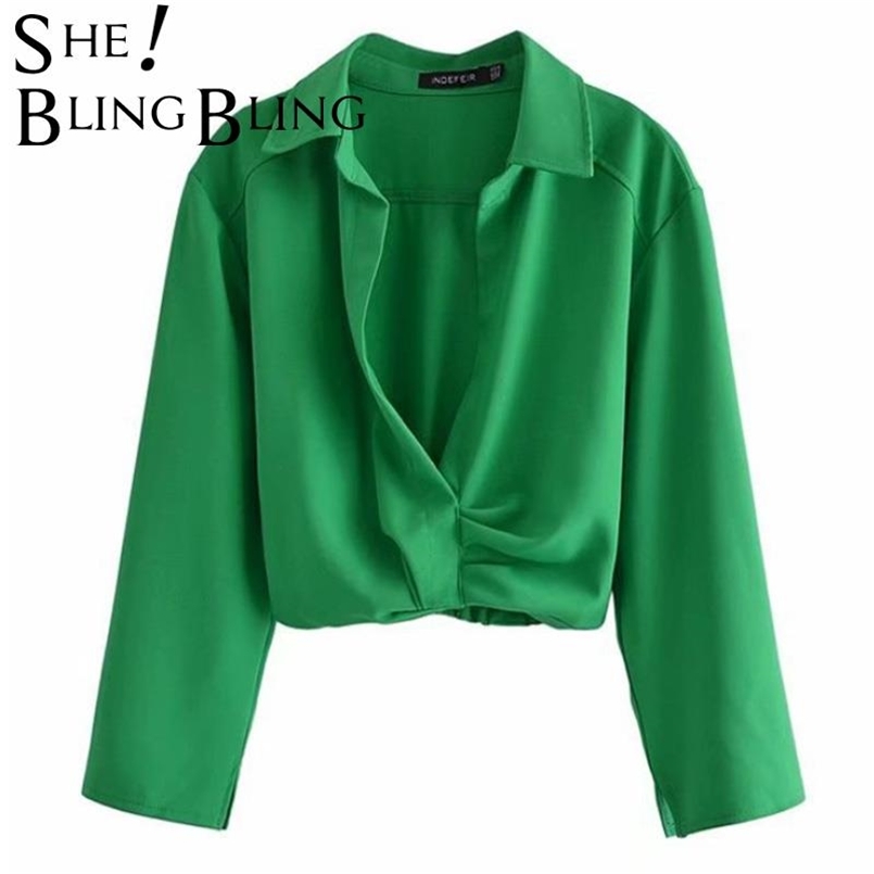 SheBlingBling Traf Women Casual Green Blouses Deep V Wrist Sleeve Ruched Draped Slim Cropped Shirts Female Petites Tops 220407, B-tops
SheBlingBling Traf Women Casual Green Blouses Deep V Wrist Sleeve Ruched Draped Slim Cropped Shirts Female Petites Tops 220407, B-tops