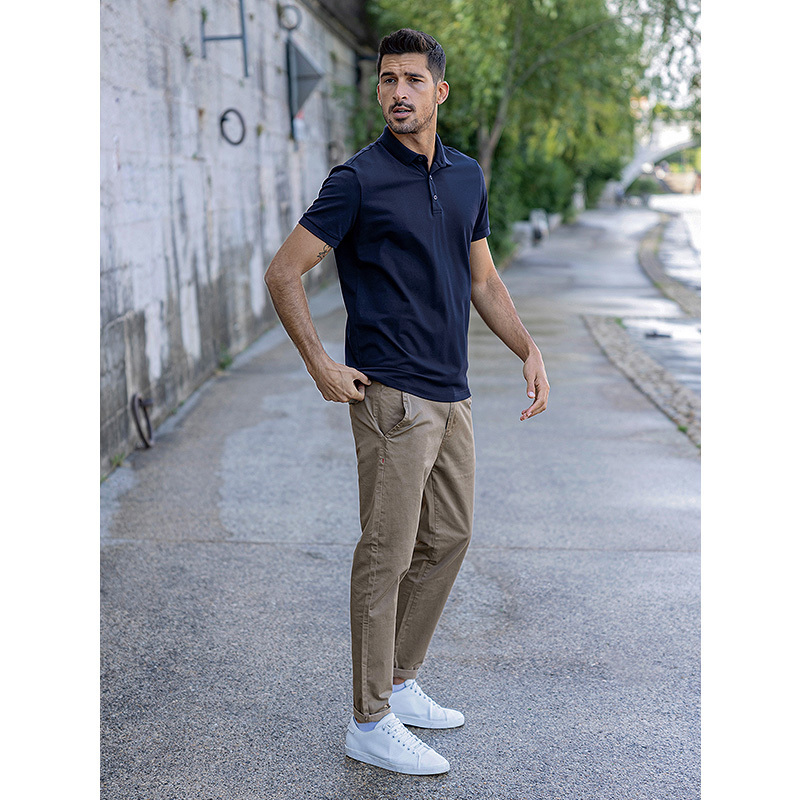 KUEGOU Fashion Clothing Solid Colour Men's polo shirt short sleeves Lapels High Quality Slim Summer Top Plus Size 6498 220402