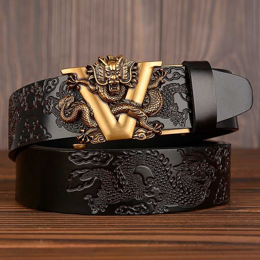 Domineering V men039s leather belt real double dragon playing beads automatic buckle trouser mens designer for, Black
Domineering V men039s leather belt real double dragon playing beads automatic buckle trouser mens designer for, Black