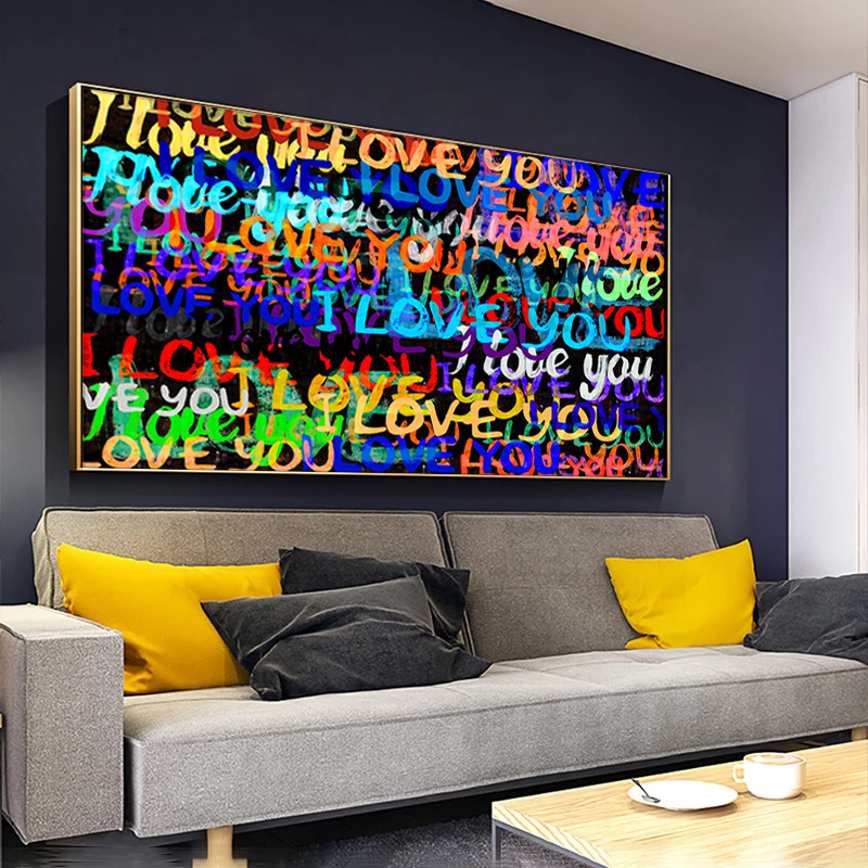 Graffiti Art Love Heart Wall Canvas Art Painting Pop Street Posters Prints Wall Art Pictures for Living Room Home Decor Cuadros