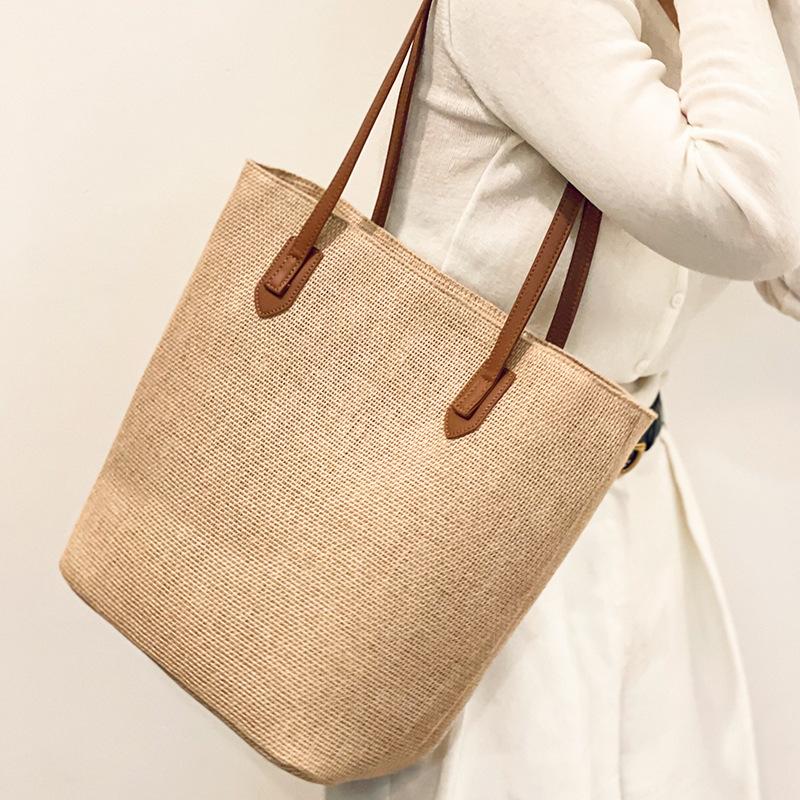 Evening Bags Summer Linen Straw Bag Women's Leather Handle Large Capacity All-Match Seaside Holiday Beach BagEvening, Khaki
Evening Bags Summer Linen Straw Bag Women's Leather Handle Large Capacity All-Match Seaside Holiday Beach BagEvening, Khaki