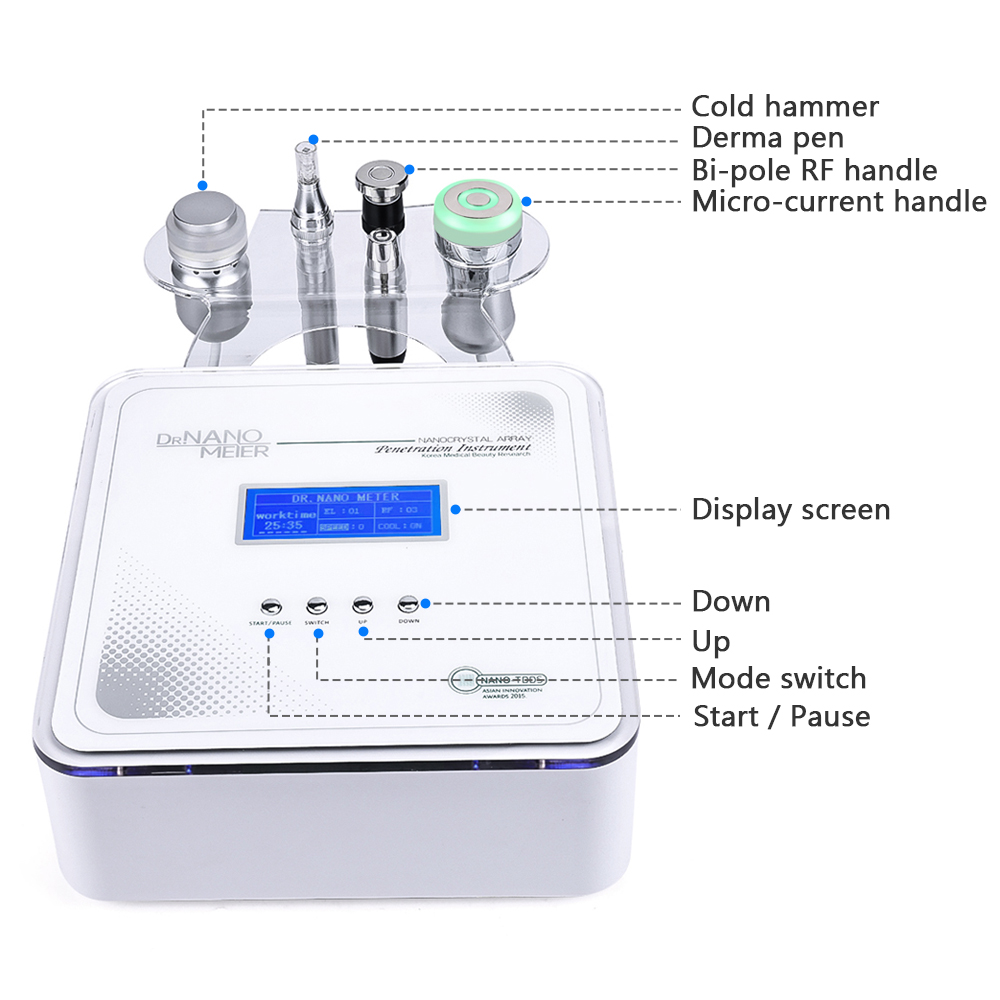Electroporation no needle mesotherapy facial microcurrent beauty machine with rf