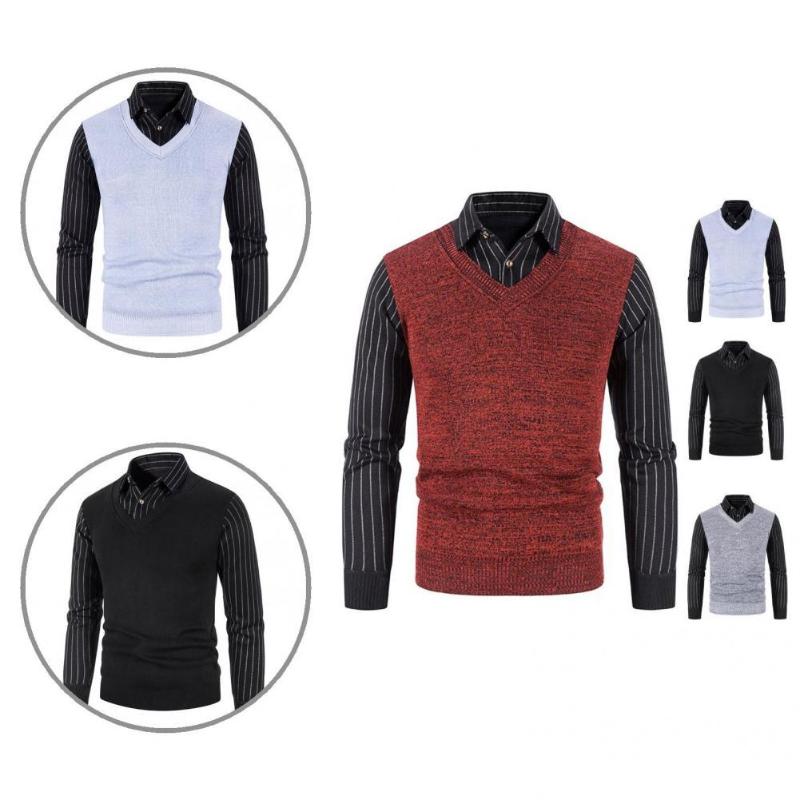 Men's Casual Shirts Men Sweater Fake Two-piece Style Fine Workmanship Long Sleeve Patchwork Shirt ShirtMen's, Black
Men's Casual Shirts Men Sweater Fake Two-piece Style Fine Workmanship Long Sleeve Patchwork Shirt ShirtMen's, Black