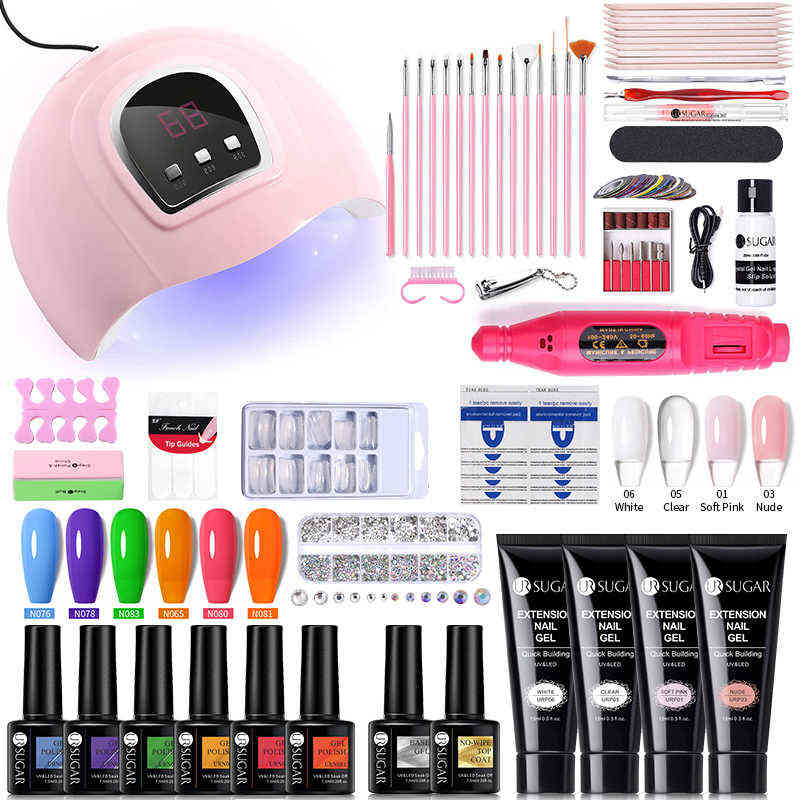 NXY Nail Gel Set Uv Led Lamp Dryer with 6pcs Polish Kit Soak Off Manicure Tools Electric Drill Tool 0328