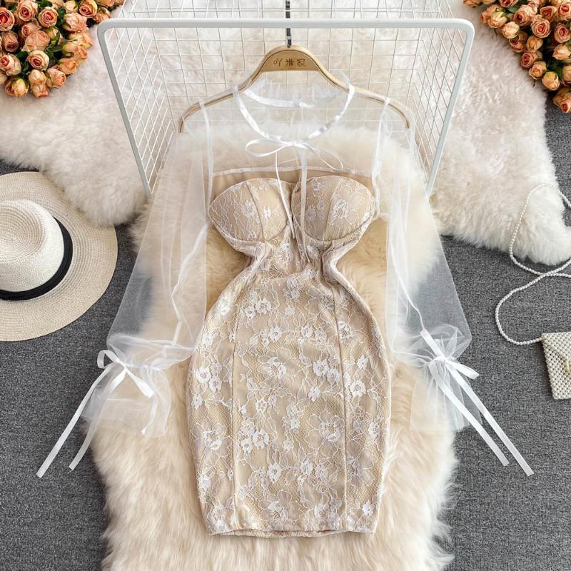 Casual Dresses 2022 Summer Lace Mini Dress Women Sexy See Through Mesh Patchwork Long Sleeve Fairy Slim Fit Bodycon Party, Black
Casual Dresses 2022 Summer Lace Mini Dress Women Sexy See Through Mesh Patchwork Long Sleeve Fairy Slim Fit Bodycon Party, Black