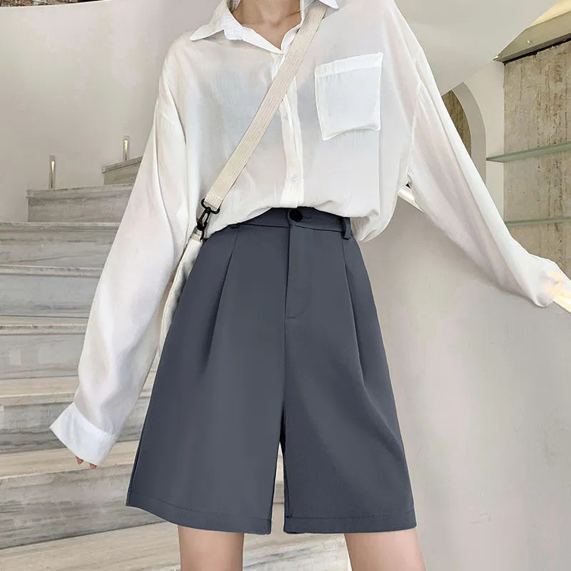 Rimocy Oversized Summer Shorts for Women Korean High Waist Loose Short Pants Woman All Match Solid Color Female 5XL 220629