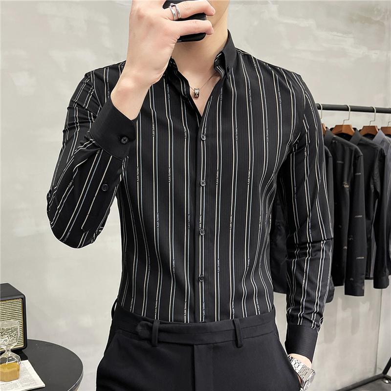 Men's Dress Shirts Brand Fashions Luxury Formal Long Sleeve Men Design Streetwear Striped Men's Handsome Business Chic Tops W122Men's, Black
Men's Dress Shirts Brand Fashions Luxury Formal Long Sleeve Men Design Streetwear Striped Men's Handsome Business Chic Tops W122Men's, Black
