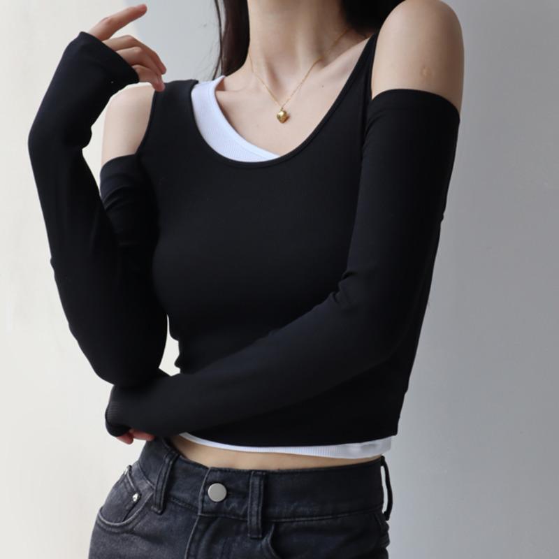 Women' T-Shirt Fashionable Hole Irregular Strapless Women 2022 Fake Two-piece Short Navel Sexy Bottoming Shirt H7KNWomen, Black
Women' T-Shirt Fashionable Hole Irregular Strapless Women 2022 Fake Two-piece Short Navel Sexy Bottoming Shirt H7KNWomen, Black